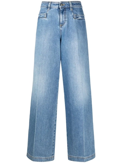 Shop Philosophy Di Lorenzo Serafini Pressed-crease Wide-leg Jeans In Blau