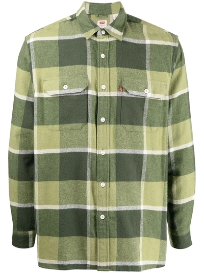 Shop Levi's Checked Long-sleeve Shirt In Green