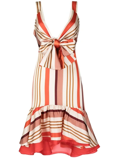 Shop Silvia Tcherassi Arbore Striped Midi Dress In Orange