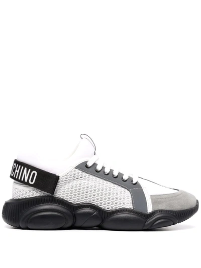 Shop Moschino Mesh-panelled Chunky Sneakers In Weiss