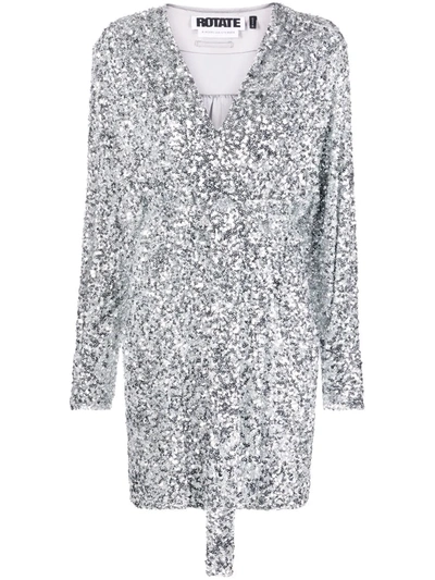 ROTATE BIRGER CHRISTENSEN SAMANTHA SEQUIN-EMBELLISHED WRAP DRESS 
