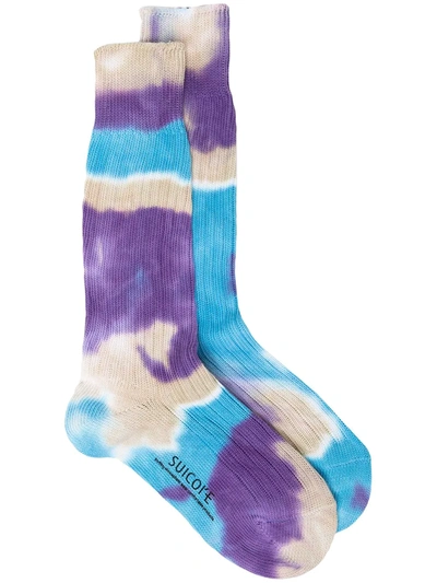 Shop Suicoke Tie-dye Ankle Socks In Multicolour