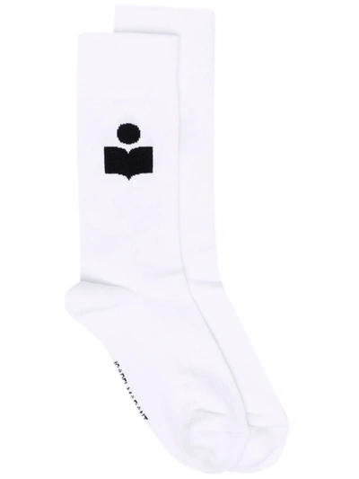 Isabel Marant Logo Intarsia Ribbed Socks In White