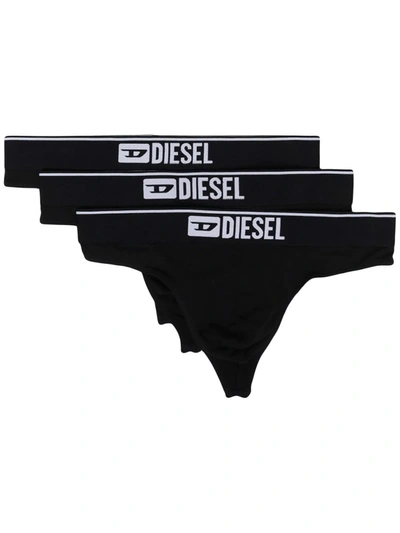 Shop Diesel Umbr-string Thongs (pack Of Three) In Black