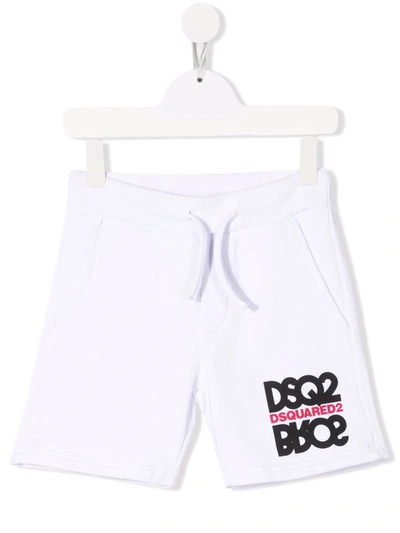 Shop Dsquared2 Logo-print Cotton Shorts In White