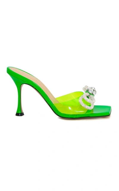 Shop Mach & Mach Women's Double-bow Crystal-embellished Pvc Mules In Green,orange