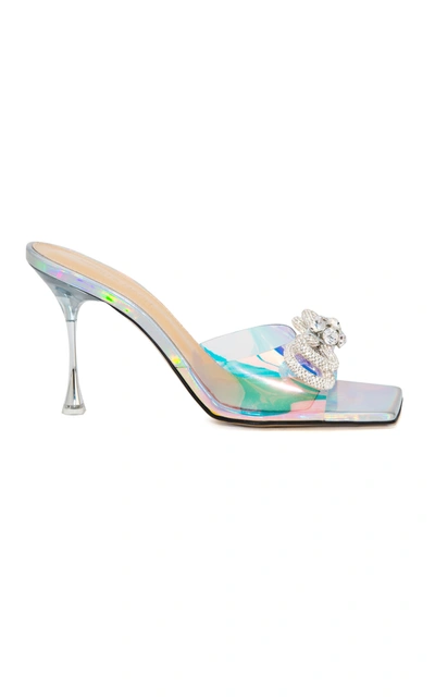 Shop Mach & Mach Women's Double-bow Crystal-embellished Pvc Mules In Metallic