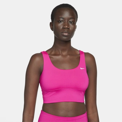 Shop Nike Women's Essential Scoop Neck Midkini Swim Top In Pink