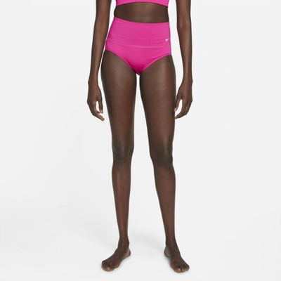 Shop Nike Women's Essential High-waisted Swim Bottoms In Pink