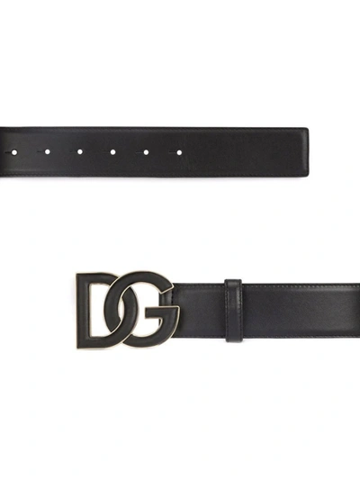 Shop Dolce & Gabbana Black Logo Belt