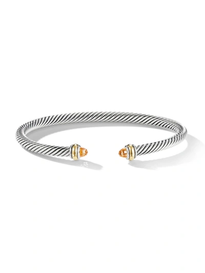 Shop David Yurman Women's Cable 18k Yellow Gold, Sterling Silver & Gemstone Bracelet In Citrine