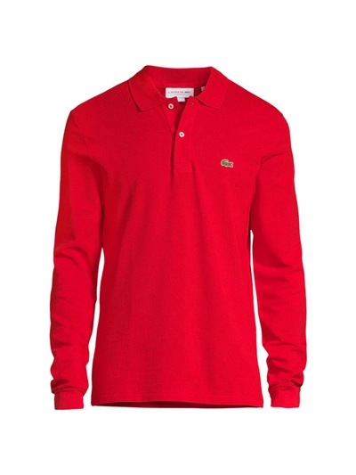 Shop Lacoste Men's Long-sleeve Piqué Polo Shirt In Red