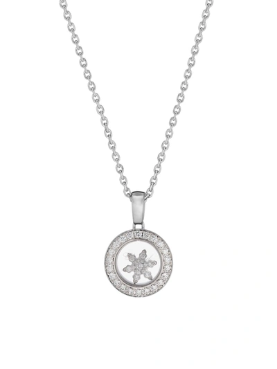 Shop Chopard Women's Happy Diamonds 18k White Gold & Diamond Snowflake Pendant Necklace