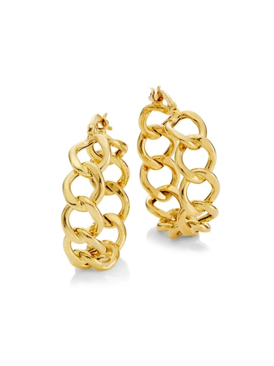 Shop Saks Fifth Avenue Women's 14k Gold Chain Hoop Earrings In Yellow