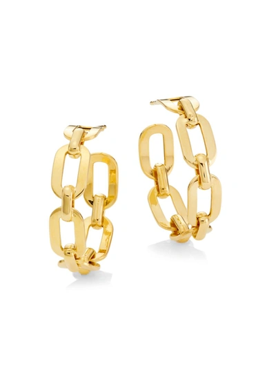 Shop Saks Fifth Avenue Women's 14k Yellow Gold Chain-link Hoop Earrings