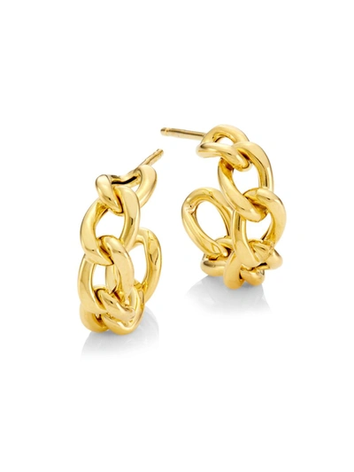 Shop Saks Fifth Avenue Women's 14k Gold Curb Chain Hoop Earrings In Yellow