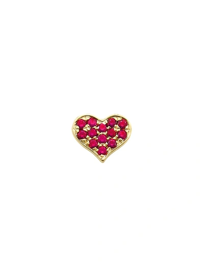 Shop Robinson Pelham Women's Stud Club Baby Heart 14k Gold & Ruby Single-earring In Red