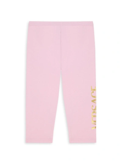 Shop Versace Baby's & Little Girl's Logo-print Jersey Leggings In Pink