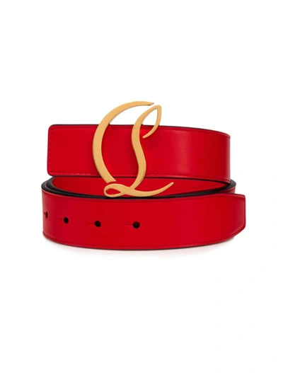 Shop Christian Louboutin Women's Logo Leather Belt In Loubiantic Gold