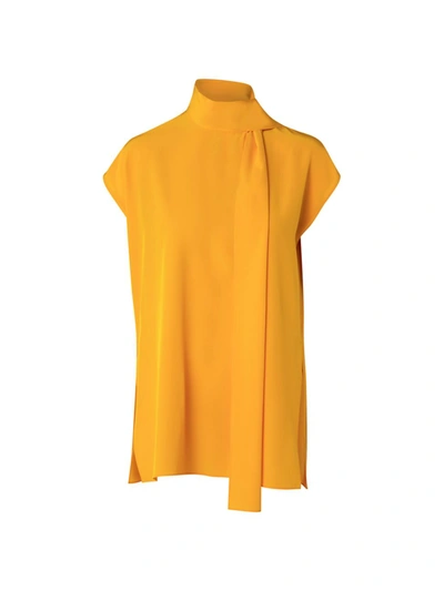 Shop Akris Women's Silk Crepe Tie-neck Blouse In Marigold