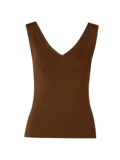 Shop Akris Women's Stretch Silk V-neck Tank In Chestnut