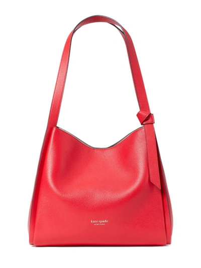 Shop Kate Spade Large Knott Leather Shoulder Bag In Lingonberry