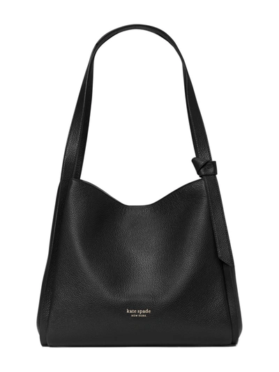 Shop Kate Spade Women's Large Knott Leather Shoulder Bag In Black