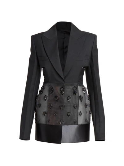 Shop Givenchy Women's Embellished Wool Blazer In Black