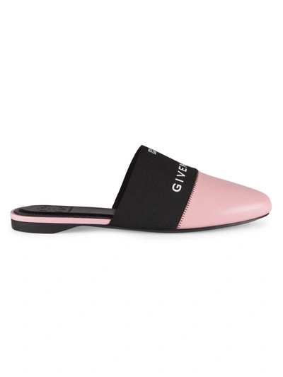 Shop Givenchy Bedford 4g Flat Leather Mules In Blush Pink