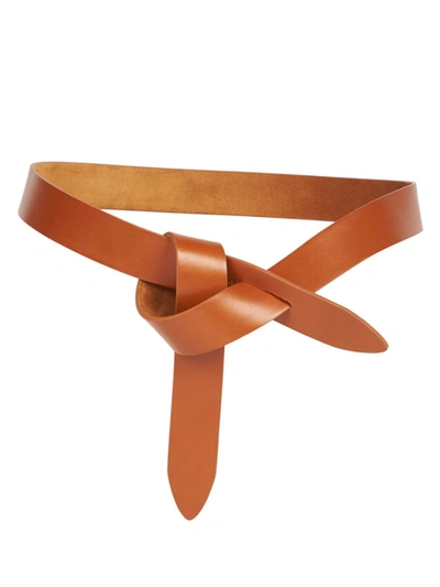 Shop Isabel Marant Lecce Velvety Leather Wrap Belt In Cognac