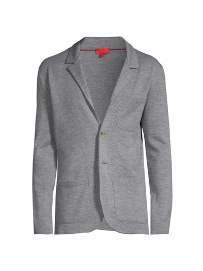 Shop Isaia Men's Wool Sweater Jacket In Grey
