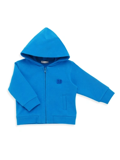 Shop Dolce & Gabbana Baby Boy's Stretch Cotton Zip-up Hoodie In Blue