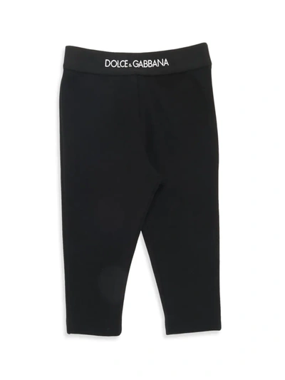 Shop Dolce & Gabbana Baby Girl's Stretch Logo Leggings In Nero