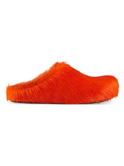 Shop Marni Women's Fussbett Sabot Calf Hair Mules In Orange