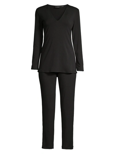 Natori Feather Essentials Solid Pajamas In Black