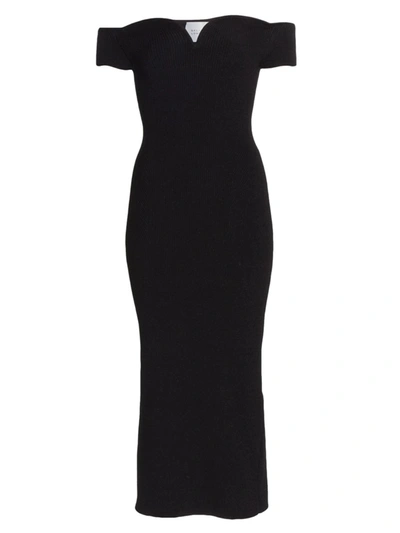 Shop Galvan Grace Rib-knit Midi Dress In Black