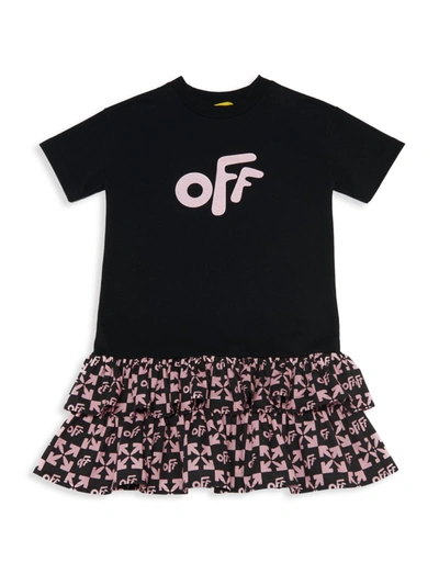 Shop Off-white Little Girl's & Girl's Monogram T-shirt Dress In Black Pink