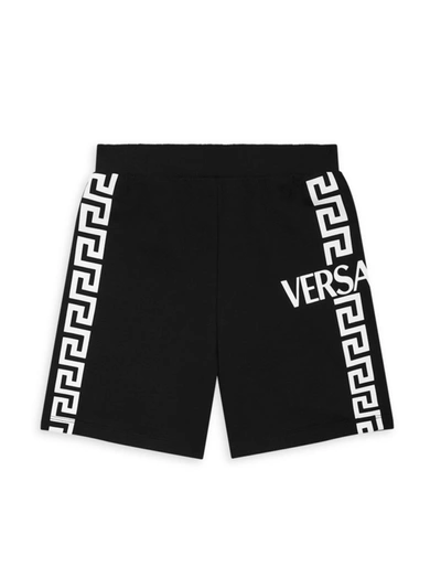 Shop Versace Little Boy's & Boy's Logo Shorts In Black