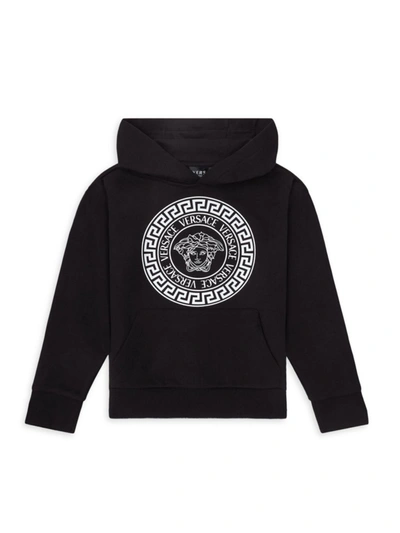 Shop Versace Little Boy's & Boy's Logo Hoodie Sweatshirt In Black