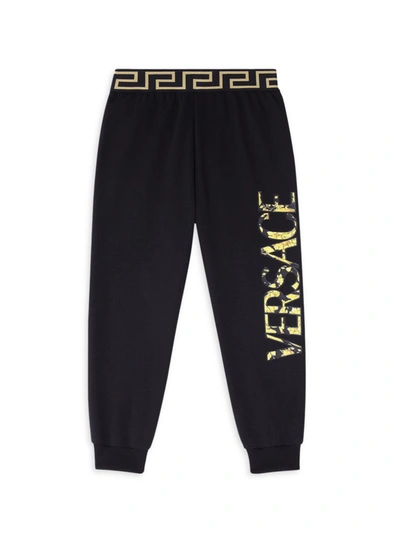 Shop Versace Boy's & Little Boy's Logo Jogger Sweatpants In Black