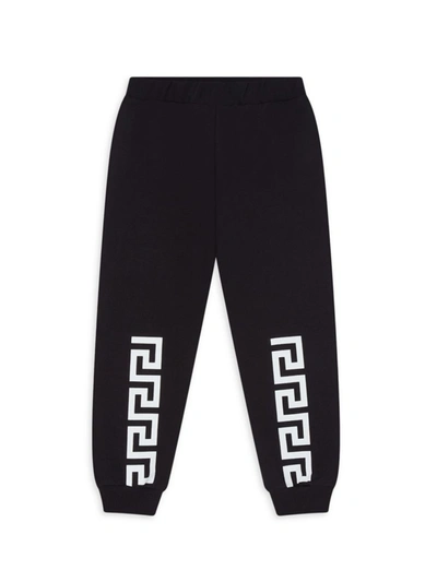 Shop Versace Little Boy's & Boy's Logo Jogger Sweatpants In Black