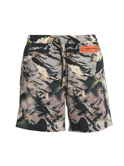 Shop Heron Preston Men's Relaxed-fit Swim Shorts In Camo