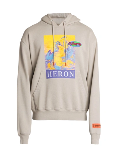 Shop Heron Preston Heron Logo Printed Hoodie In Grey