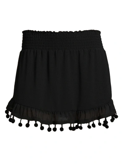 Shop Ramy Brook Women's Stevie Pompom Trim Mini Skirt In Black