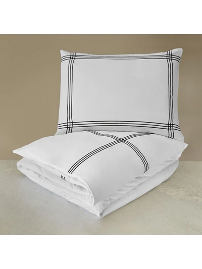 Shop Downtown Company Madison 3-piece Embroidered Bedding Set In White Black