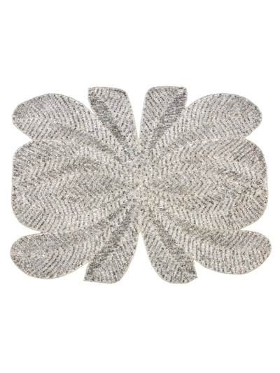 Shop Nomi K Peacock Hand-beaded Placemat In Silver