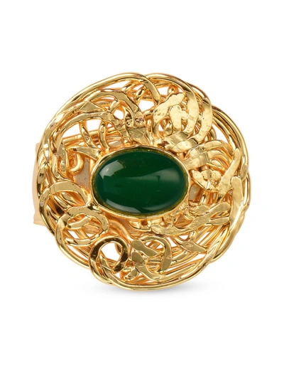 Shop Nomi K Gold-plated Stone Napkin Ring In Green