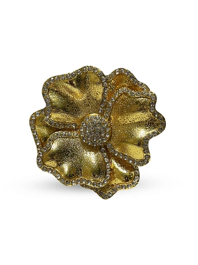 Shop Nomi K Crystal Flower 4-piece Napkin Ring Set In Gold