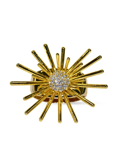 Shop Nomi K 24k Goldplated Crystal Sparkle Burst 4-piece Napkin Ring Set