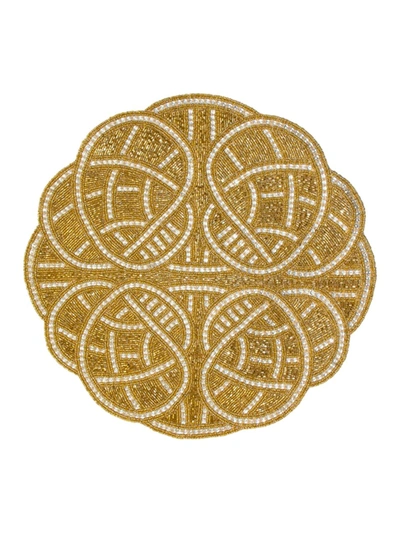 Shop Nomi K Two-tone Hand-beaded Placemat In Gold
